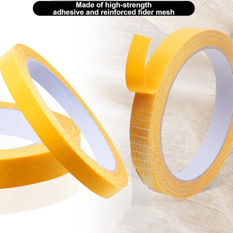 Engorgio Double Sided Adhesive Fabric Tape Heavy Duty，for Hem, Cloth, Fashion Dress，Curtains, High Adhesive Sticky but Removable and Residue Free. 0.31inch/0.5inch x33FT 10m x2 Rolls - Image 3